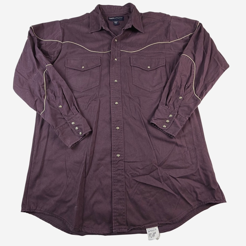 Vintage MWG Apparel Mens Large Western Pearl Snap Shirt Purple Made in Canada